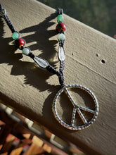 Load image into Gallery viewer, Peace Sign Macrame Necklace