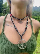 Load image into Gallery viewer, Peace Sign Macrame Necklace