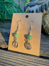 Load image into Gallery viewer, Green Aventurine Peace Sign Earrings
