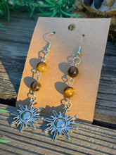 Load image into Gallery viewer, Tigers Eye Sun Earrings
